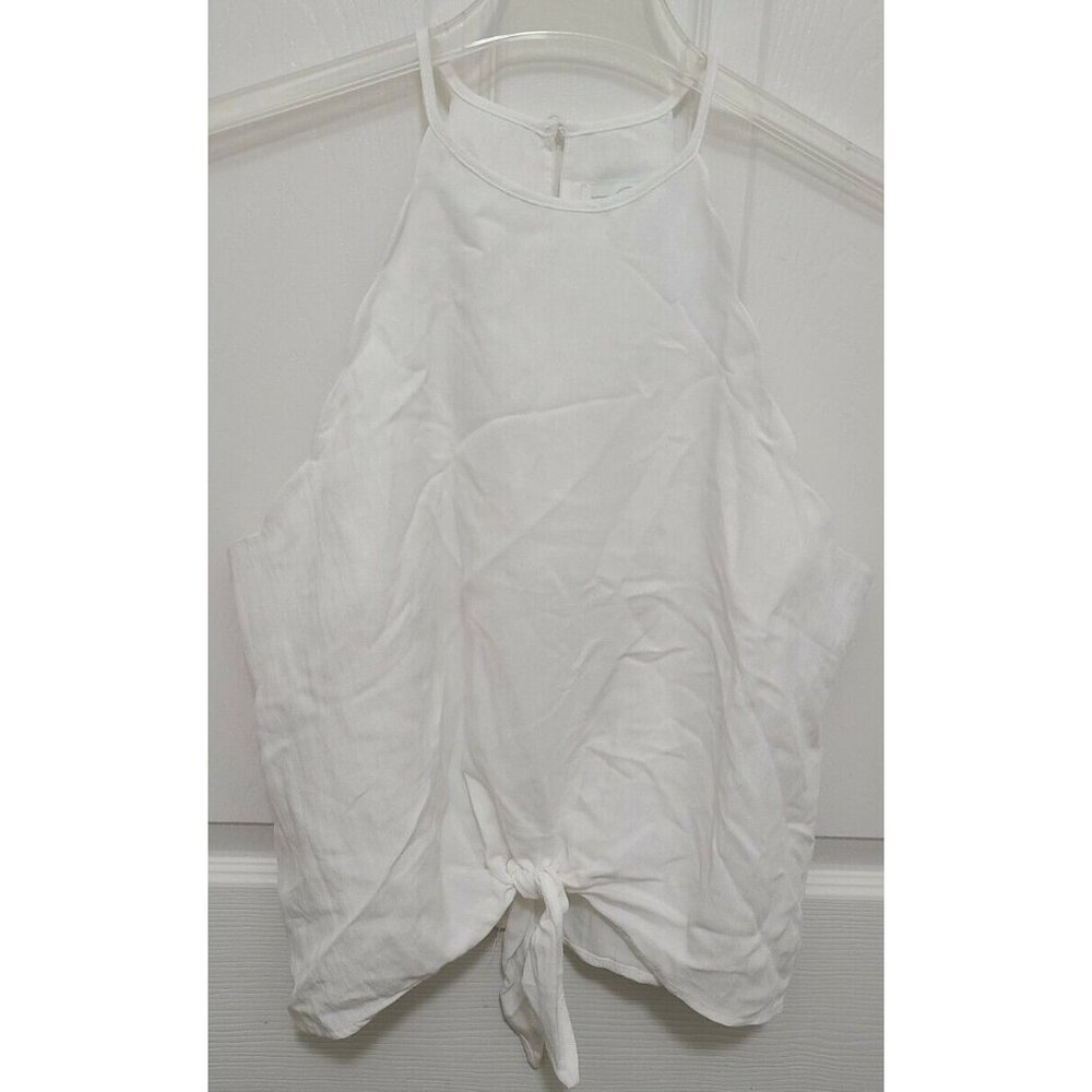 NEW Jun & Ivy Francesca's Women's Sleeveless Tank Blouse Front Tie Scallop Sz‎ L